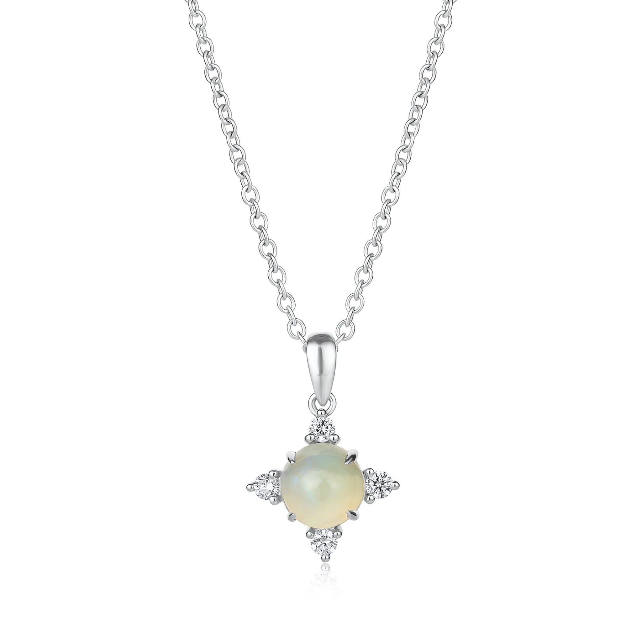 Opal & Diamond Star Halo Pendant